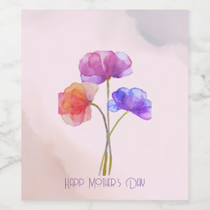 Floral Pink Twin Mum Design for Mother's Day Wine Label