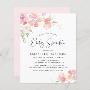 Floral Pink Watercolor Baby Sprinkle Invitation
