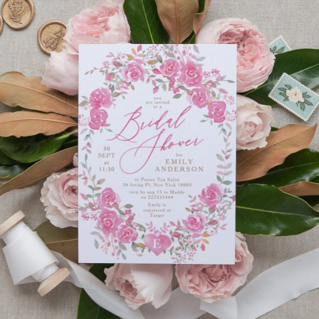 Floral Pink Watercolor Bridal Shower Invitation (Creator Uploaded)