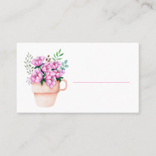 Floral Pink Watercolor Flower Wedding Party Spring Place Card