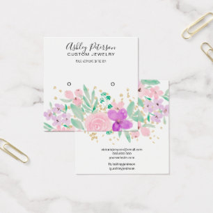 Floral pink watercolor stud earring display