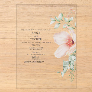 Floral Pink Wedding Acrylic Invitations