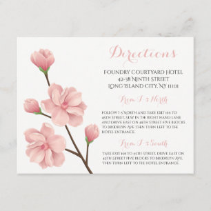Floral Pink Wedding Directions Cherry Blossoms Enclosure Card