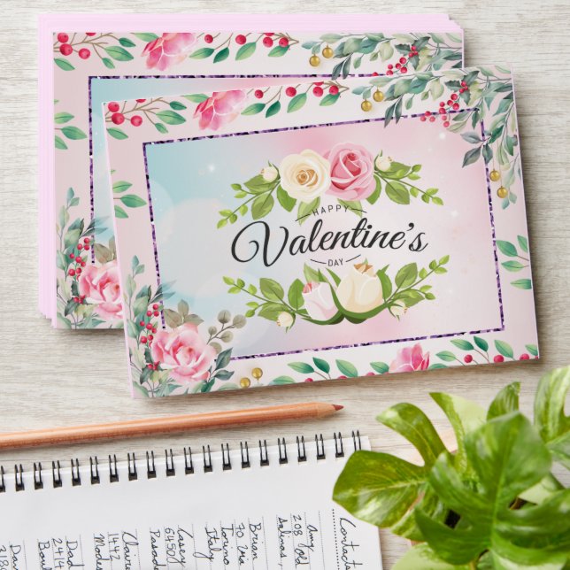 Floral Pink wedding Envelope (Stacked)