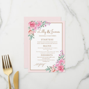 Floral Pink Wedding geometric Menu