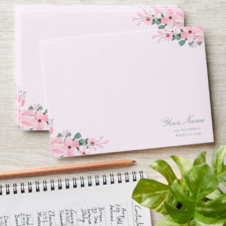 Floral pink wedding invitation Envelope Editable