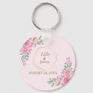 Floral Pink wedding   Keychain