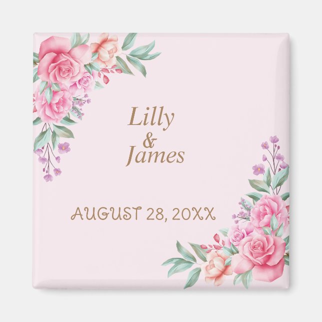 Floral Pink wedding    Magnet (Front)
