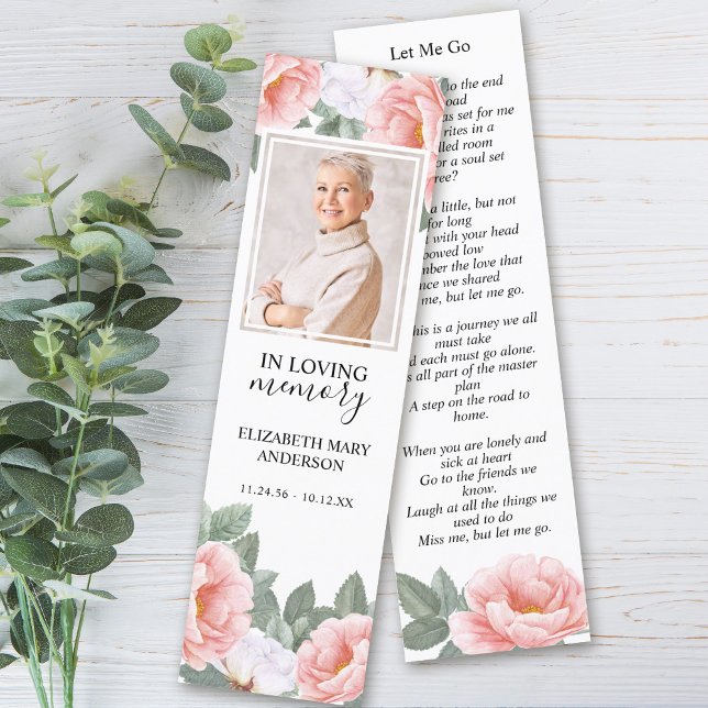Floral Pink White Funeral Bookmark (Creator Uploaded)