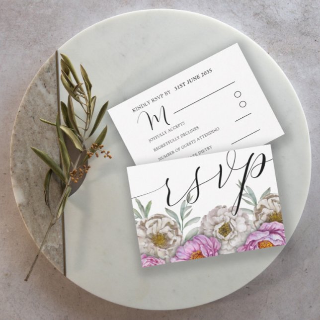 Floral Pink & White Watercolor Wedding RSVP (Creator Uploaded)