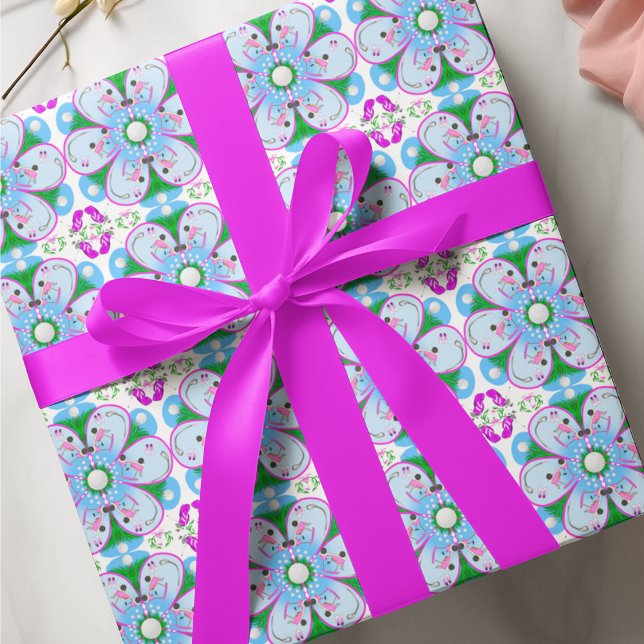 Floral Pink Women's Golf Pattern Wrapping Paper (Creator Uploaded)