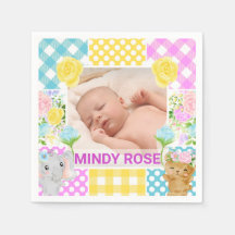 Floral & Plaid Photo Frame Newborn Baby