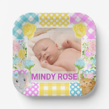 Floral & Plaid Photo Frame Newborn Baby