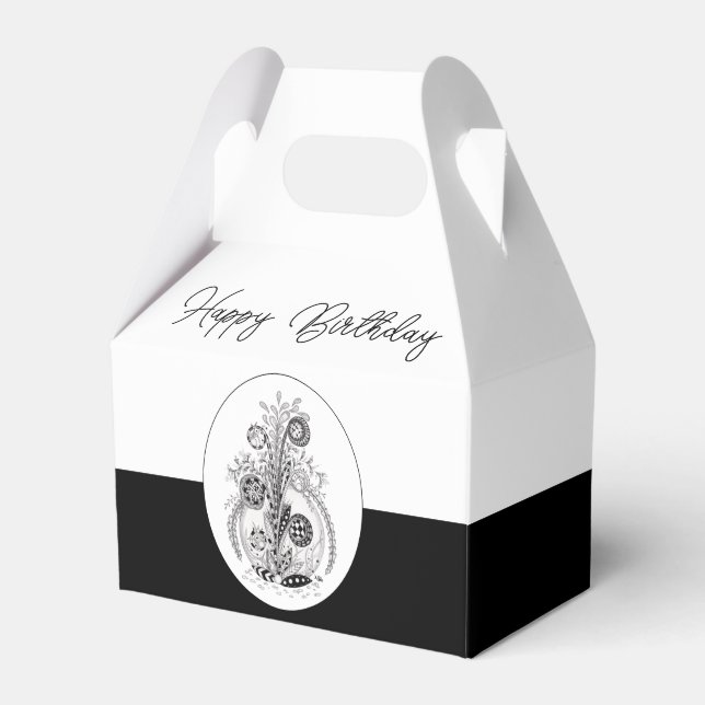 Floral plant in Tangle design -  Favour Box (Front Side)