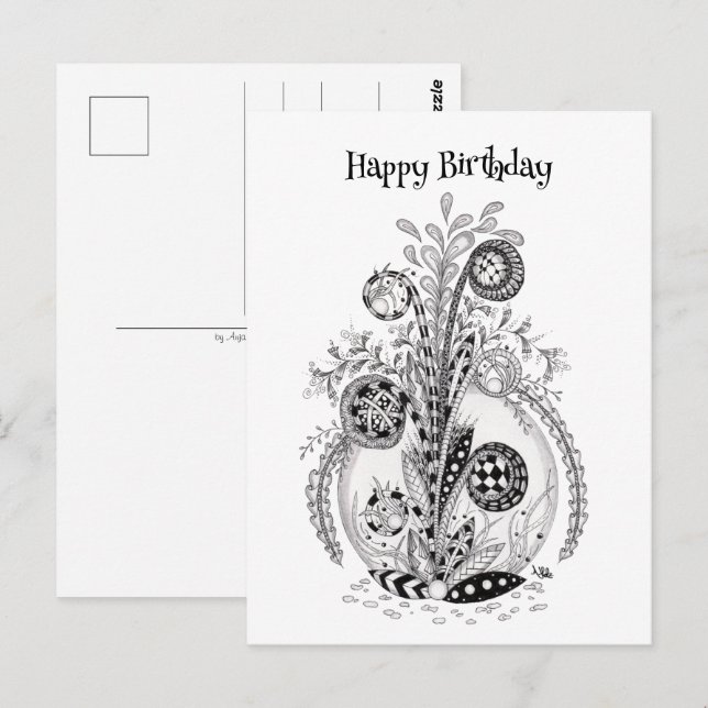 Floral plant in Tangle design -  Postcard (Front/Back)