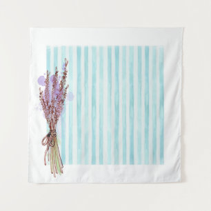 Floral plant lavender blue stripe tapestry