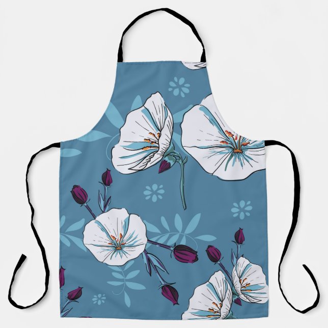 Floral plants botanical seamless pattern backgroun apron (Front)