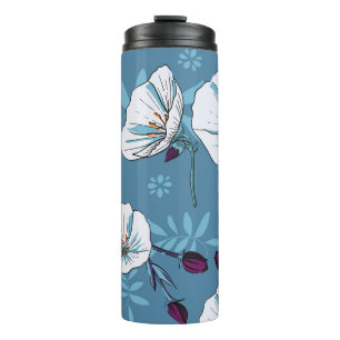 Floral plants botanical seamless pattern backgroun thermal tumbler