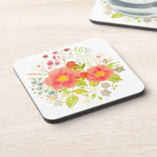 Floral Plastic Coasters
