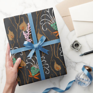 Floral pochoir pattern oriental style Samarkande Wrapping Paper