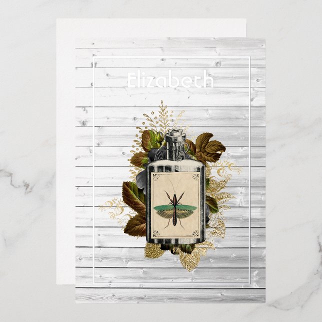 Floral Poison Lotion Halloween Gothic Witch Wood  (Front/Back)