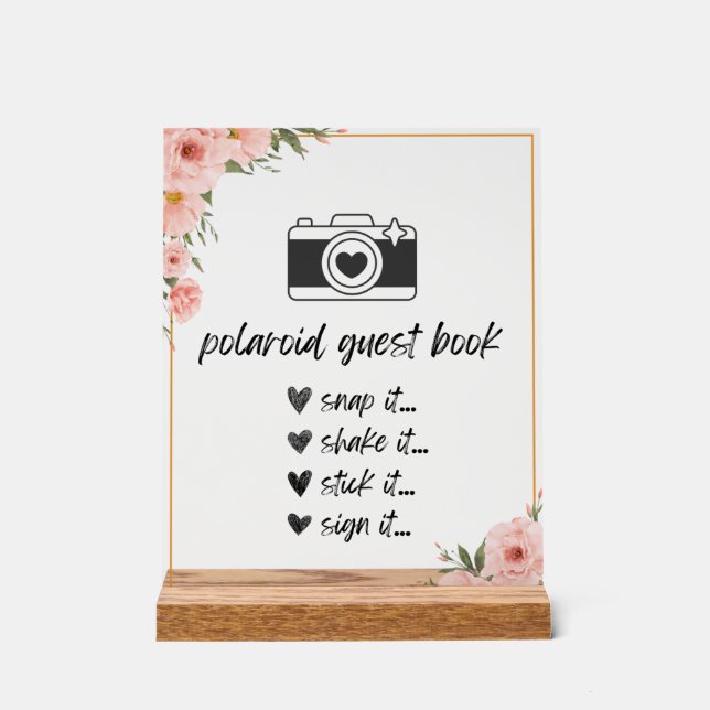 Floral Polaroid Guest Book Sign (Front)