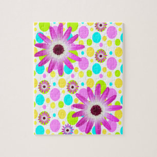 Floral Polkadot Jigsaw Puzzle Daisy