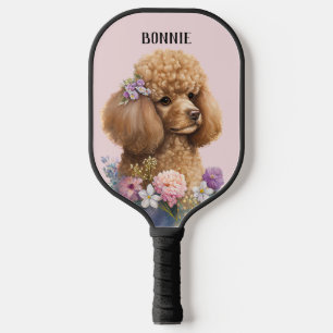 Floral Poodle Dog Purple Pink Cute Whimsical Pickl Pickleball Paddle