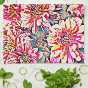 Floral Pop Art Pink Kitchen Towel