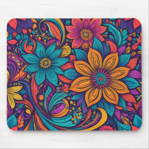 Floral pop art print mouse pad