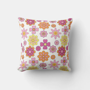 "Floral Pop Retro Cojín - 70s Psychedelic Style an Cushion