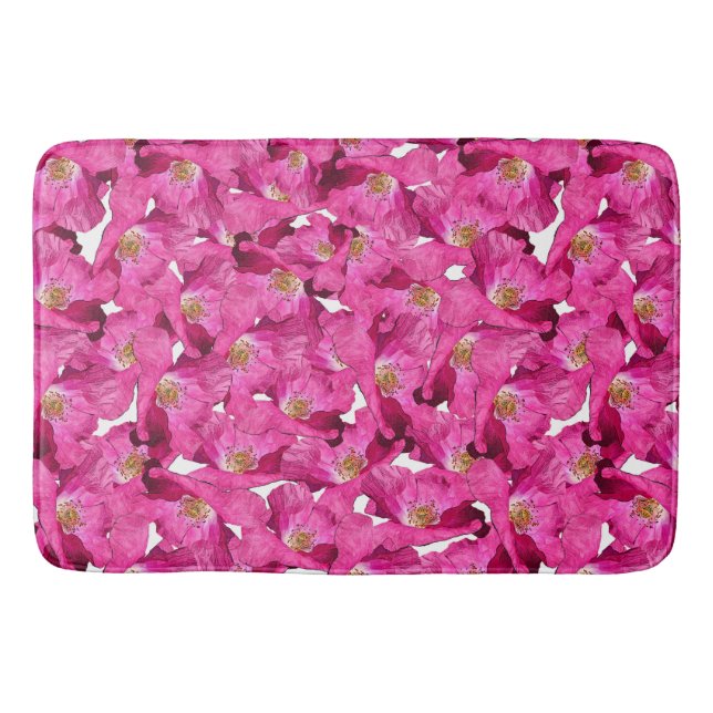 Floral poppies pink pattern. bath mat (Front)