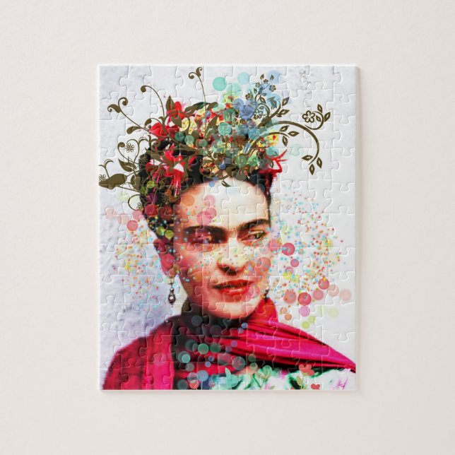 Floral Portrait Art in Vibrant Modern Folk Style Jigsaw Puzzle (Vertical)