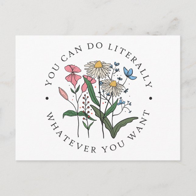 Floral Positive Affirmation Saying - Empowering Postcard (Front)