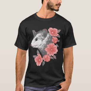 Floral Possum Flowers Watercolor Opossum T-Shirt