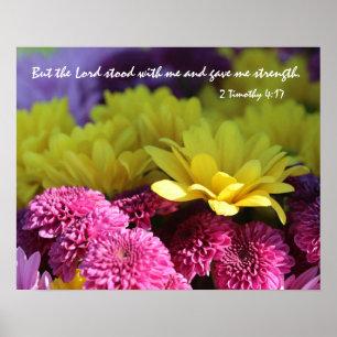 Floral Poster, Bible Verse about God's Strength Poster