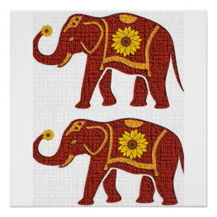 Floral Poster Elephant