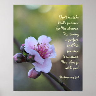 Floral Poster w Verse from Deuteronomy 31:6