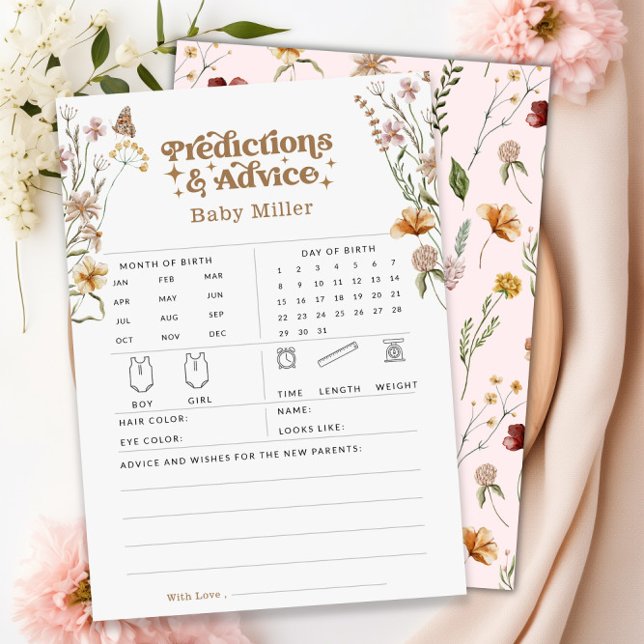 Floral Predictions & Advice Baby Shower Game Card (Floral Predictions & Advice Baby Shower Game Card)