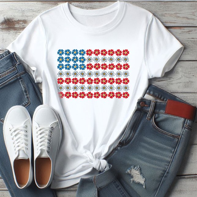Floral Preppy 4th july womans t-shirt flowers (Creator Uploaded)