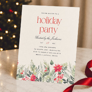 Floral Preppy Red Stripe Budget Christmas Party