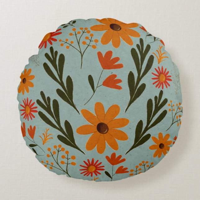 Floral Pretty Colourful Flowers Throw Pillow (Front)