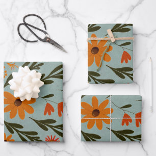 Floral Pretty Colourful Flowers Wrapping Paper