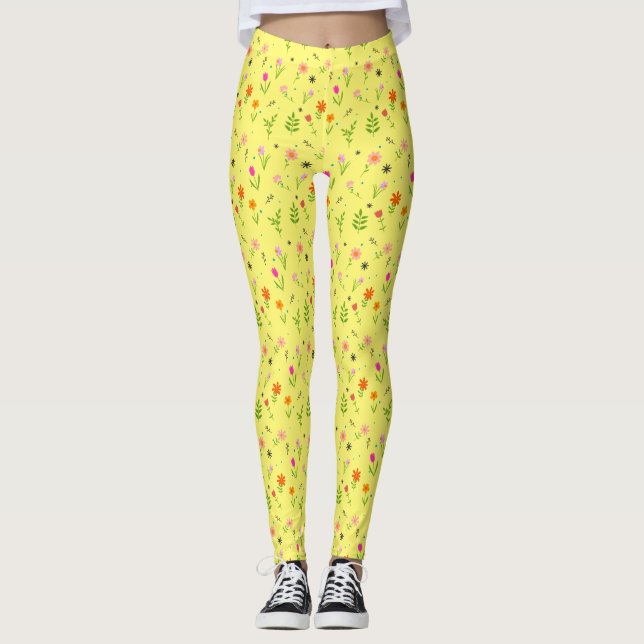 Floral Pretty Flowers Pattern  Thermal Tumbler Leggings (Front)