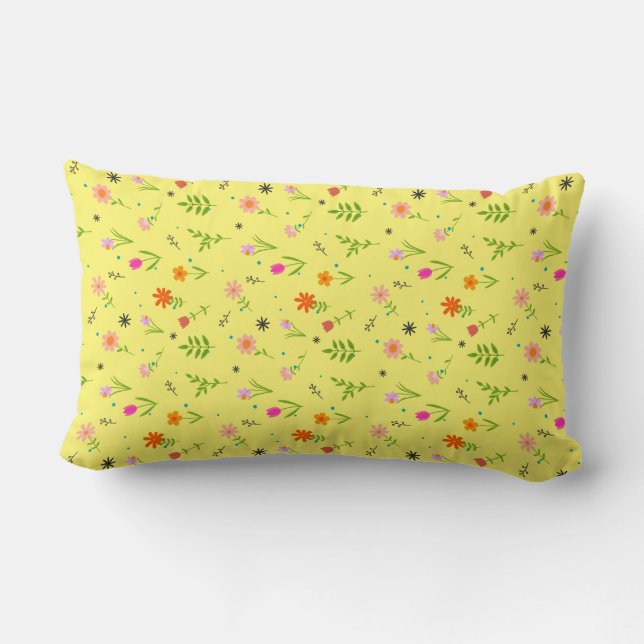 Floral Pretty Flowers Pattern  Thermal Tumbler Lumbar Cushion (Back)