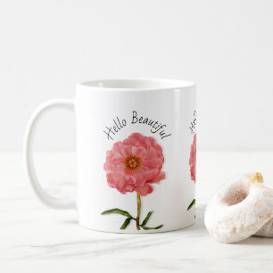Floral Pretty Pink Peony Flower Coffee Mug