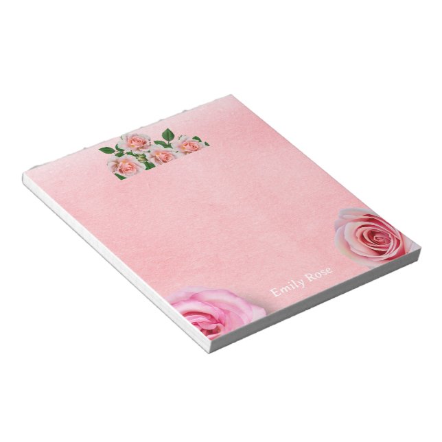 Floral Pretty Pink Rose  Happy Valentine's Day  Notepad (Angled)