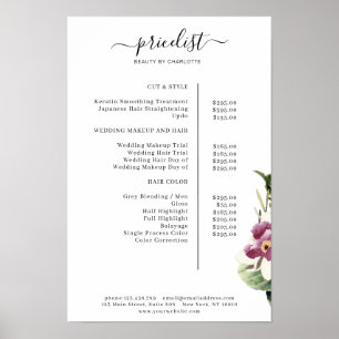 Floral Price List Poster