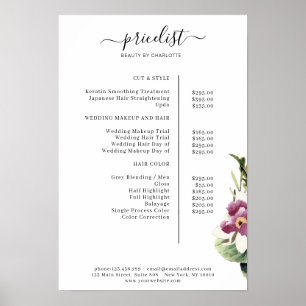 Floral Price List Poster