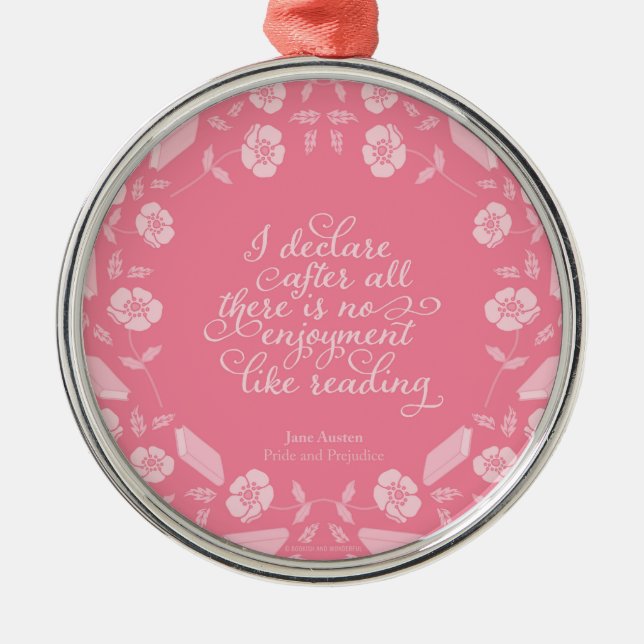 Floral Pride & Prejudice Jane Austen Bookish Quote Metal Tree Decoration (Front)